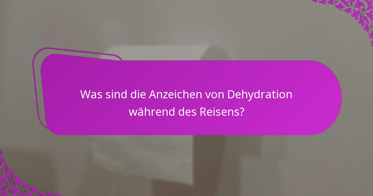 Was sind die Anzeichen von Dehydration während des Reisens?