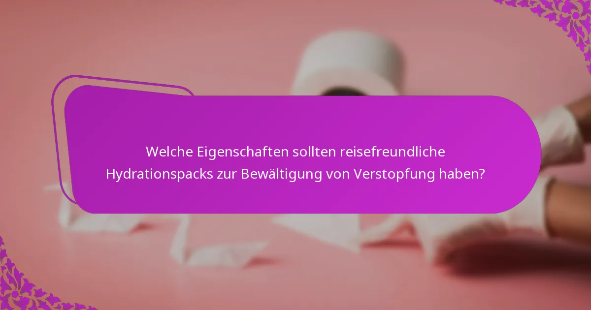 Welche Eigenschaften sollten reisefreundliche Hydrationspacks zur Bewältigung von Verstopfung haben?