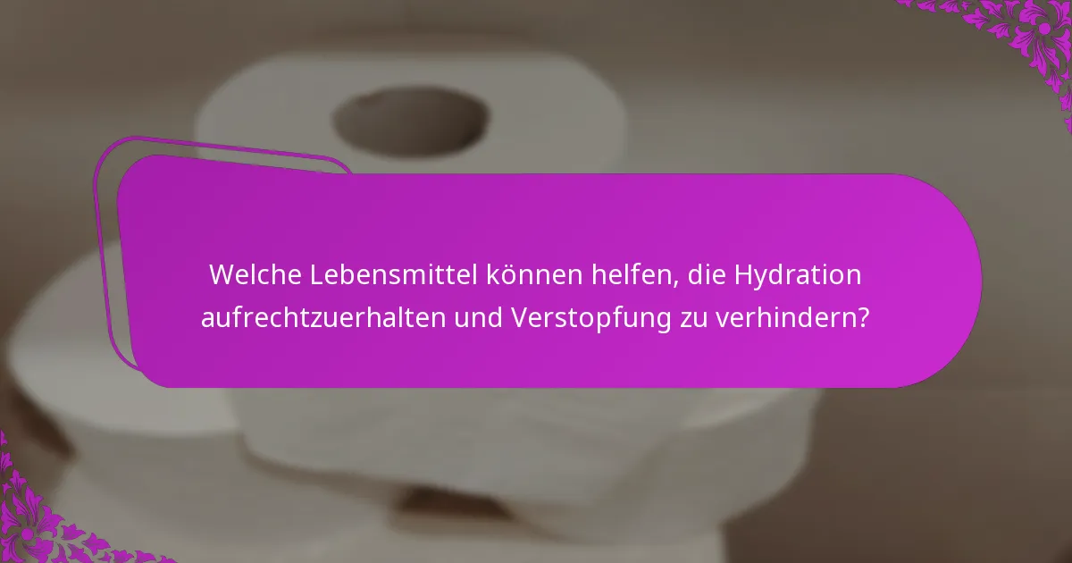 Welche Lebensmittel können helfen, die Hydration aufrechtzuerhalten und Verstopfung zu verhindern?