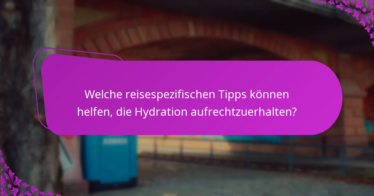Welche reisespezifischen Tipps können helfen, die Hydration aufrechtzuerhalten?