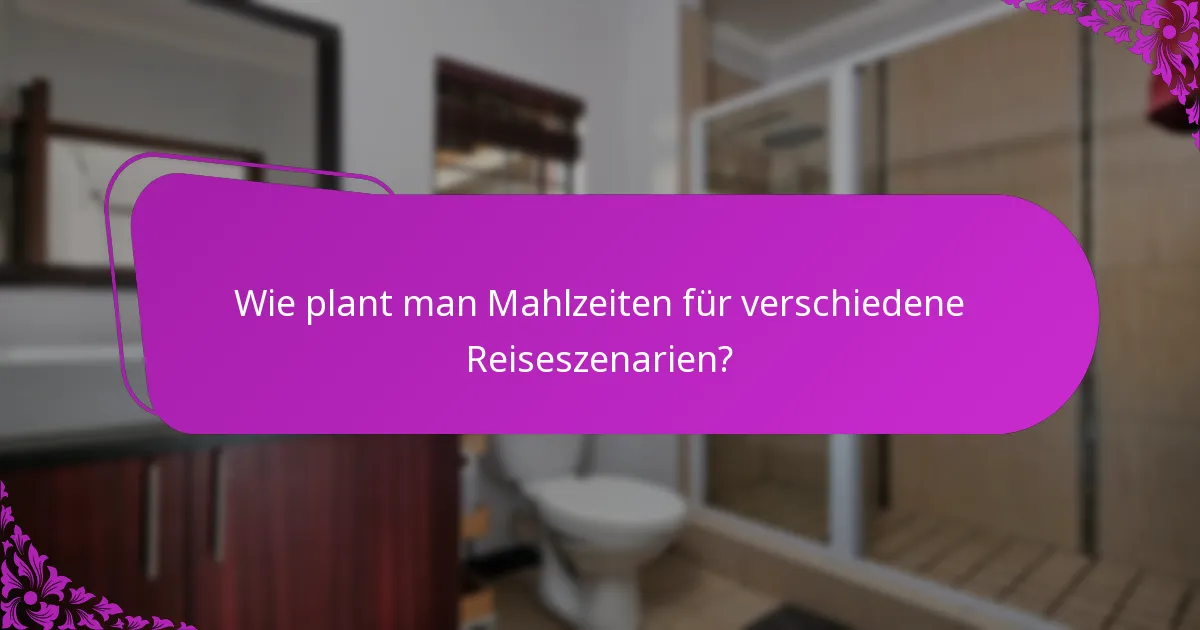Wie plant man Mahlzeiten für verschiedene Reiseszenarien?